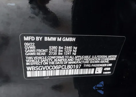 2023 BMW M8 Gran Coupe Competition from USA, damaged, VIN WBSGV0C06PCL80197